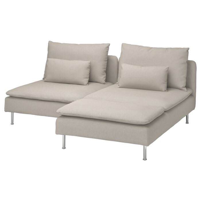 SÖDERHAMN Divano a 2 posti con chaise-longue - Fridtuna beige chiaro