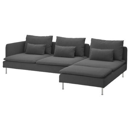 SÖDERHAMN Divano a 4 posti con chaise-longue - con terminale aperto/Tallmyra grigio fumo