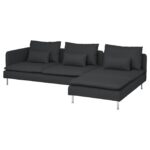 SÖDERHAMN Divano a 4 posti con chaise-longue - e terminale aperto Fridtuna/grigio scuro