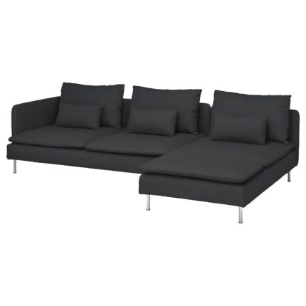SÖDERHAMN Divano a 4 posti con chaise-longue - e terminale aperto Fridtuna/grigio scuro