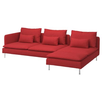 SÖDERHAMN Divano a 4 posti con chaise-longue - e terminale aperto Tonerud/rosso