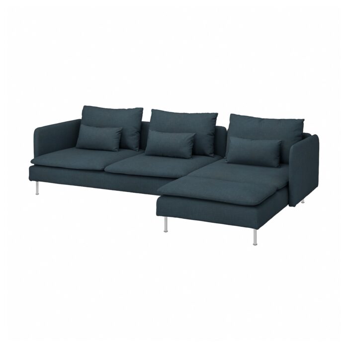 SÖDERHAMN Divano a 4 posti - con chaise-longue/Hillared blu scuro