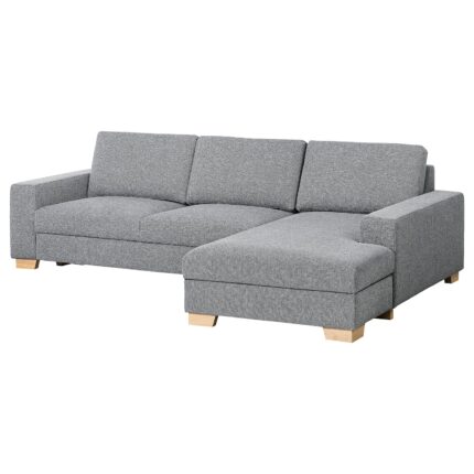 SÖRVALLEN Divano a 3 posti - con chaise-longue, destra/Lejde grigio/nero