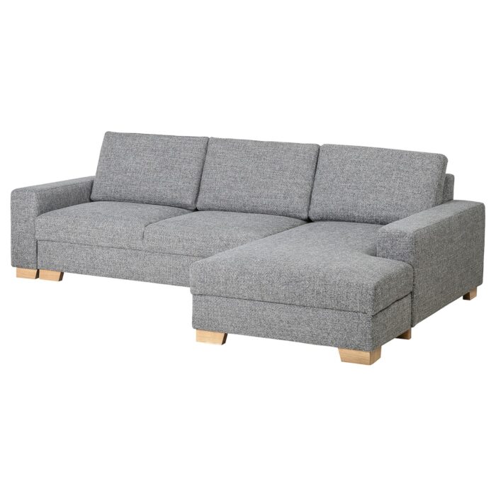 SÖRVALLEN Divano letto 3 posti/chaise-longue - destro/Lejde grigio/nero