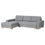 SÖRVALLEN Divano letto 3 posti/chaise-longue - sinistro/Lejde grigio/nero