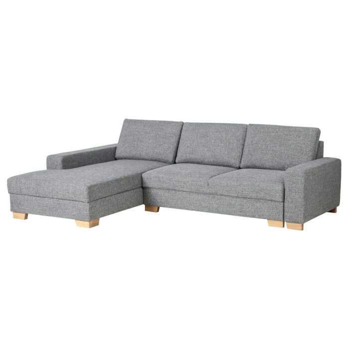 SÖRVALLEN Divano letto 3 posti/chaise-longue - sinistro/Lejde grigio/nero