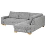 SÖRVALLEN Divano letto angolare, 3 posti - terminale aperto, destro/Lejde grigio/nero
