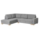 SÖRVALLEN Divano letto angolare, 3 posti - terminale aperto, sinistro/Lejde grigio/nero