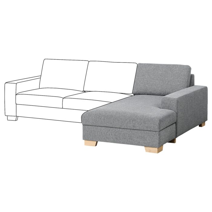 SÖRVALLEN Elemento chaise-longue - destro/Lejde grigio/nero