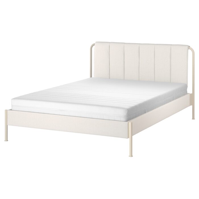 TÄLLÅSEN Struttura letto imbottita/materasso - Kulsta beige chiaro/Åkrehamn semirigido 140x200 cm