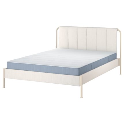 TÄLLÅSEN Struttura letto imbottita/materasso - Kulsta beige chiaro/Vesteröy rigido 140x200 cm