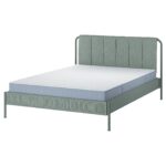 TÄLLÅSEN Struttura letto imbottita/materasso - Kulsta grigio-verde/Vesteröy rigido 140x200 cm