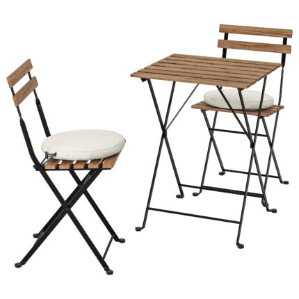 TÄRNÖ Tavolo+2 sedie da giardino - nero/mordente marrone chiaro/Frösön/Duvholmen beige