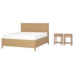 TONSTAD Set camera da letto 3 pezzi - contenitore sottoletto incluso/impiallacciatura di rovere 160x200 cm