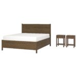 TONSTAD Set camera da letto 3 pezzi - contenitore sottoletto incluso/marrone impiallacciatura di rovere/mordente 160x200 cm