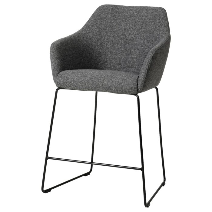 TOSSBERG Sgabello bar con schienale - metallo nero/Gunnared grigio scuro