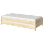 UTÅKER Letto impilabile con 2 materassi - pino/Åfjäll semirigido 80x200 cm