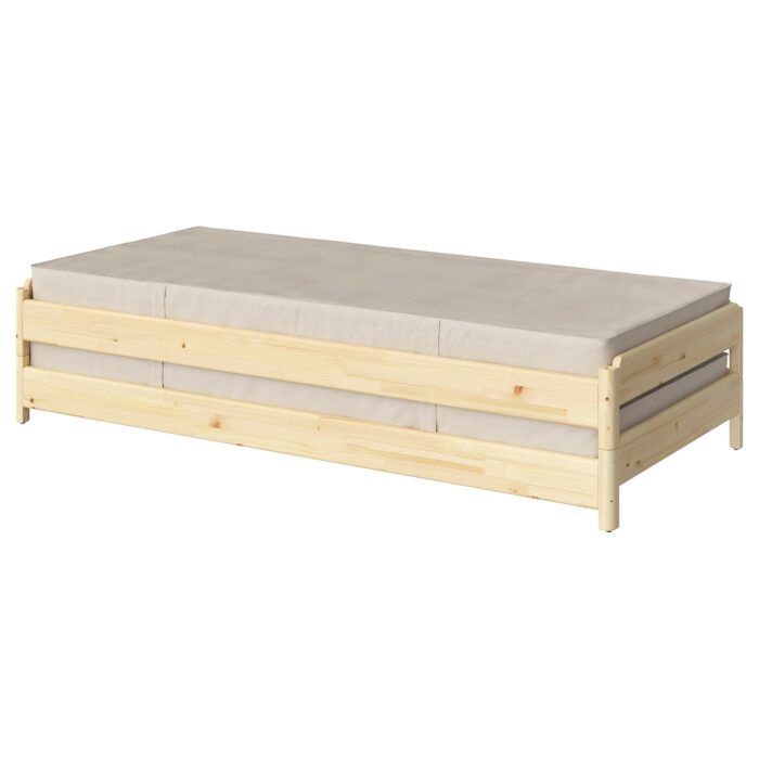 UTÅKER Letto impilabile con 2 materassi - pino/Vannareid extra rigido 80x200 cm