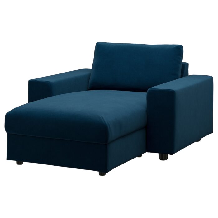 VIMLE Chaise-longue - Djuparp/verde-blu scuro con braccioli larghi
