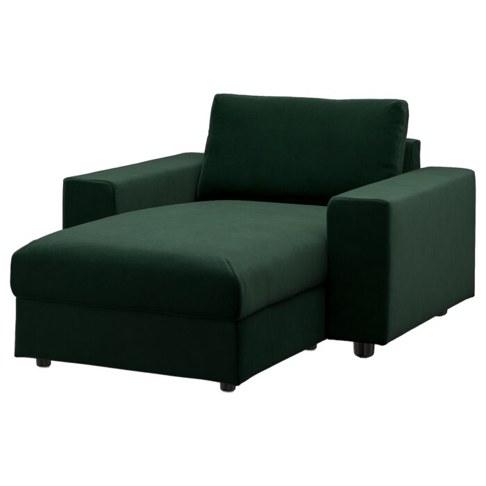 VIMLE Chaise-longue - Djuparp/verde scuro con braccioli larghi