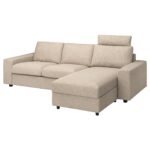 VIMLE Divano a 3 posti con chaise-longue - con braccioli larghi con poggiatesta/Hillared beige