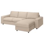 VIMLE Divano a 3 posti con chaise-longue - con braccioli larghi/Hallarp beige