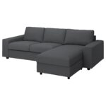 VIMLE Divano a 3 posti con chaise-longue - con braccioli larghi/Hallarp grigio