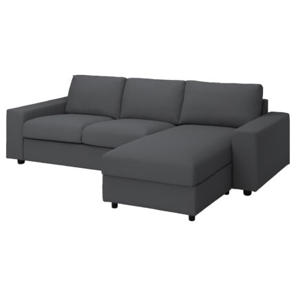 VIMLE Divano a 3 posti con chaise-longue - con braccioli larghi/Hallarp grigio
