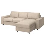 VIMLE Divano a 3 posti con chaise-longue - con braccioli larghi/Hillared beige