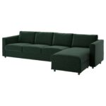 VIMLE Divano a 4 posti - con chaise-longue/Djuparp verde scuro