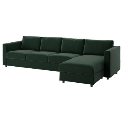 VIMLE Divano a 4 posti - con chaise-longue/Djuparp verde scuro