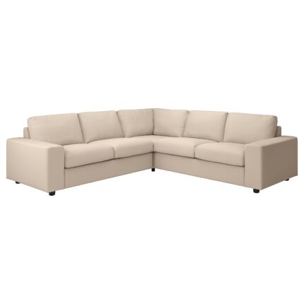 VIMLE Divano angolare a 4 posti - con braccioli larghi/Hallarp beige