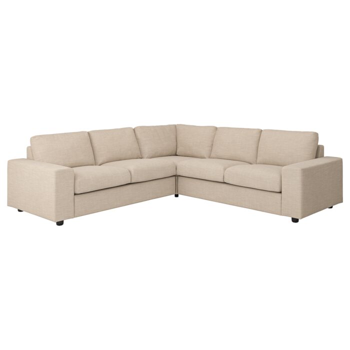 VIMLE Divano angolare a 4 posti - con braccioli larghi/Hillared beige