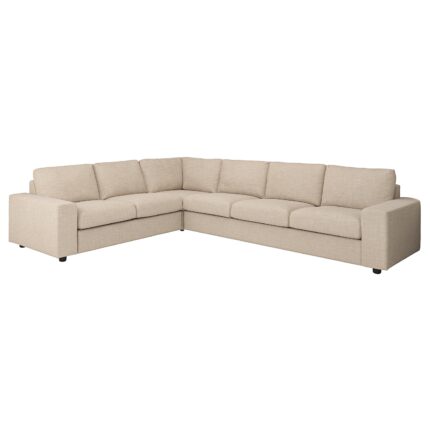 VIMLE Divano angolare a 5 posti - con braccioli larghi/Hillared beige