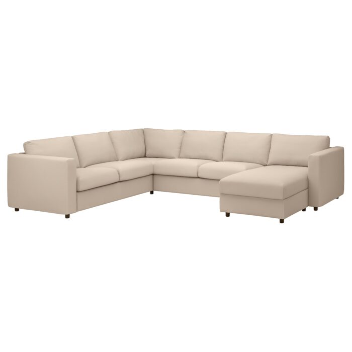 VIMLE Divano angolare a 5 posti - con chaise-longue/Hallarp beige