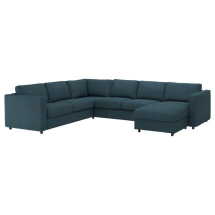 VIMLE Divano angolare a 5 posti - con chaise-longue/Hillared blu scuro