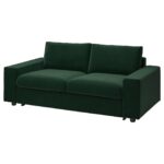 VIMLE Divano letto a 2 posti - con braccioli larghi/Djuparp verde scuro