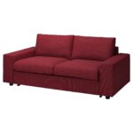 VIMLE Divano letto a 2 posti - con braccioli larghi/Lejde rosso/marrone