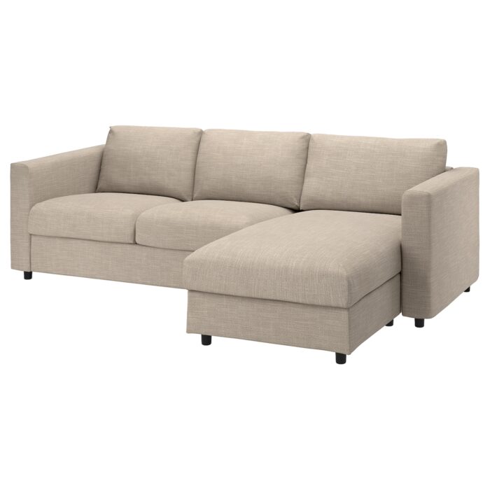 VIMLE Divano letto a 3 posti - con chaise-longue/Hillared beige