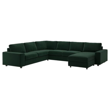 VIMLE Divano letto ang 5 posti/chaise-lon - con braccioli larghi/Djuparp verde scuro