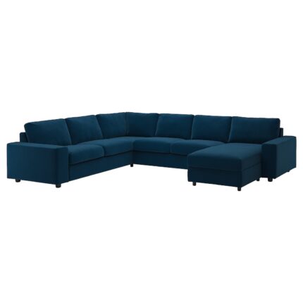VIMLE Divano letto ang 5 posti/chaise-lon - con braccioli larghi/Djuparp verde-blu scuro