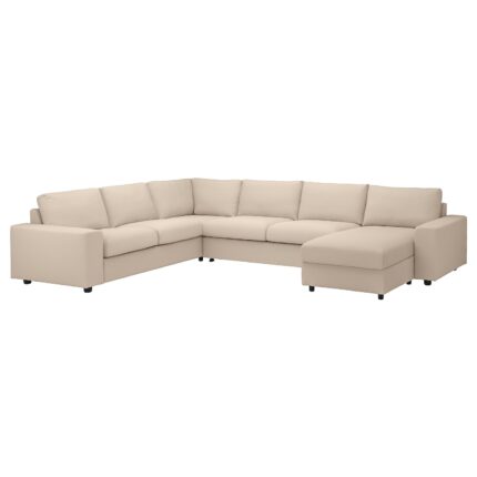 VIMLE Divano letto ang 5 posti/chaise-lon - con braccioli larghi/Hallarp beige