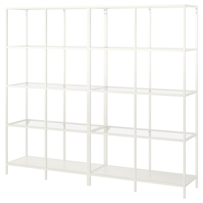 VITTSJÖ Combinazione di mobili - bianco/vetro 200x36x175 cm